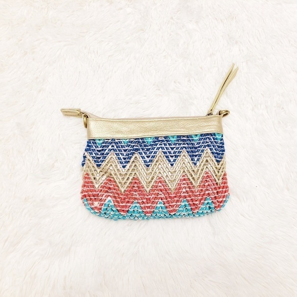 Big Buddha Beaded Clutch Chevron Patterned Bag - Picture 3 of 3